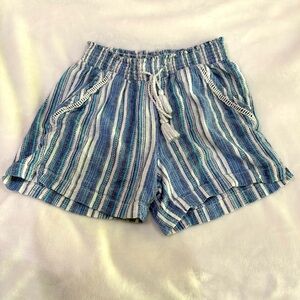 Briggs New York Blue and White Striped Women’s Linen Shorts w/Pockets, Small